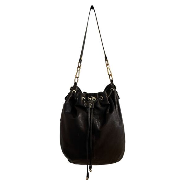 COACH Madison Marielle drawstring handbag/purse Black Leather with gold accents - Picture 10 of 14